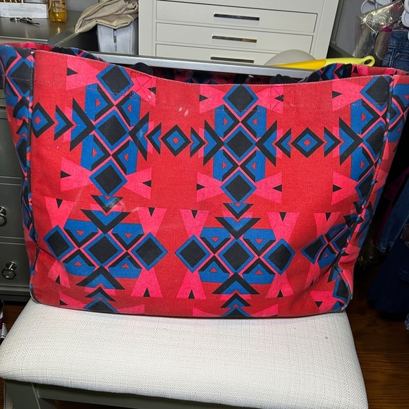 Geometric Red and Black Tote Bag - Picture 1 of 5
